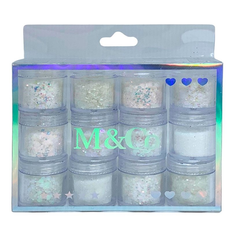 Kit com 12 Glitters para Decoração de Unha