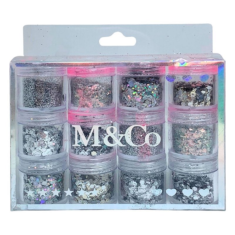 Kit com 12 Glitters para Decoração de Unha