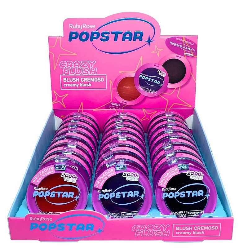 Blush Cremoso Crazy Flush Popstar Ruby Rose HB-M04 - Box c/ 24 unid
