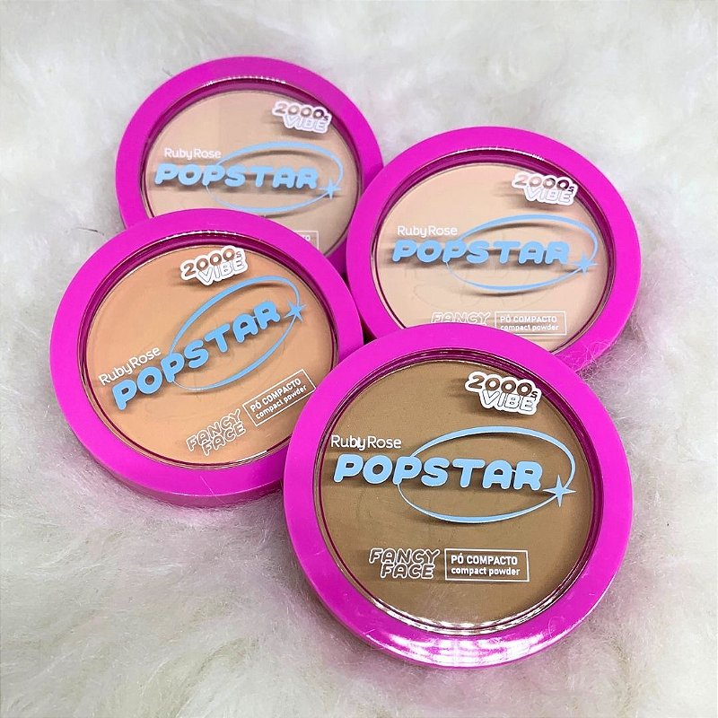 Pó Compacto Fancy Face G1 Popstar Ruby Rose HB-M406 - Kit c/ 04 unid