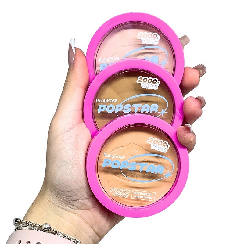 Pó Compacto Fancy Face G1 Popstar Ruby Rose HB-M406 - Kit c/ 04 unid
