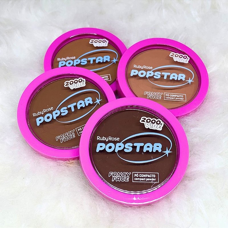 Pó Compacto Fancy Face G2 Popstar Ruby Rose HB-M406 - Kit c/ 04 unid