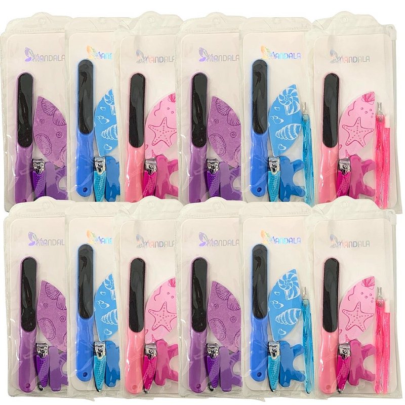 Kit Manicure com 06 peças Mandala MM4018 - Pcte c/ 12 unid