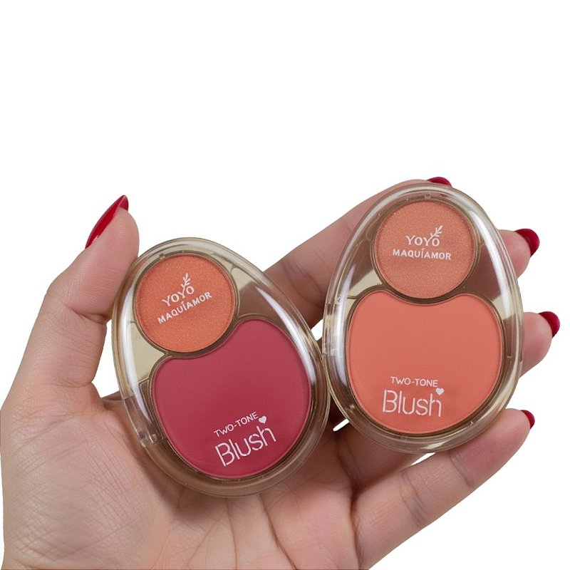 Blush Duo Two-Tone Yoyo Maquiamor YYC-0077 - Kit c/ 04 unid
