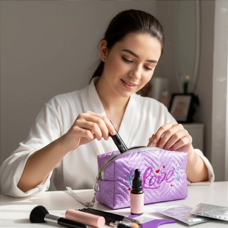 Necessaire Estampada Love - Kit c/ 06 unid