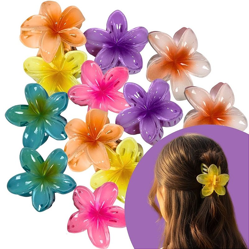 Presilha para Cabelo Flor Média - Pcte c/ 12 unid