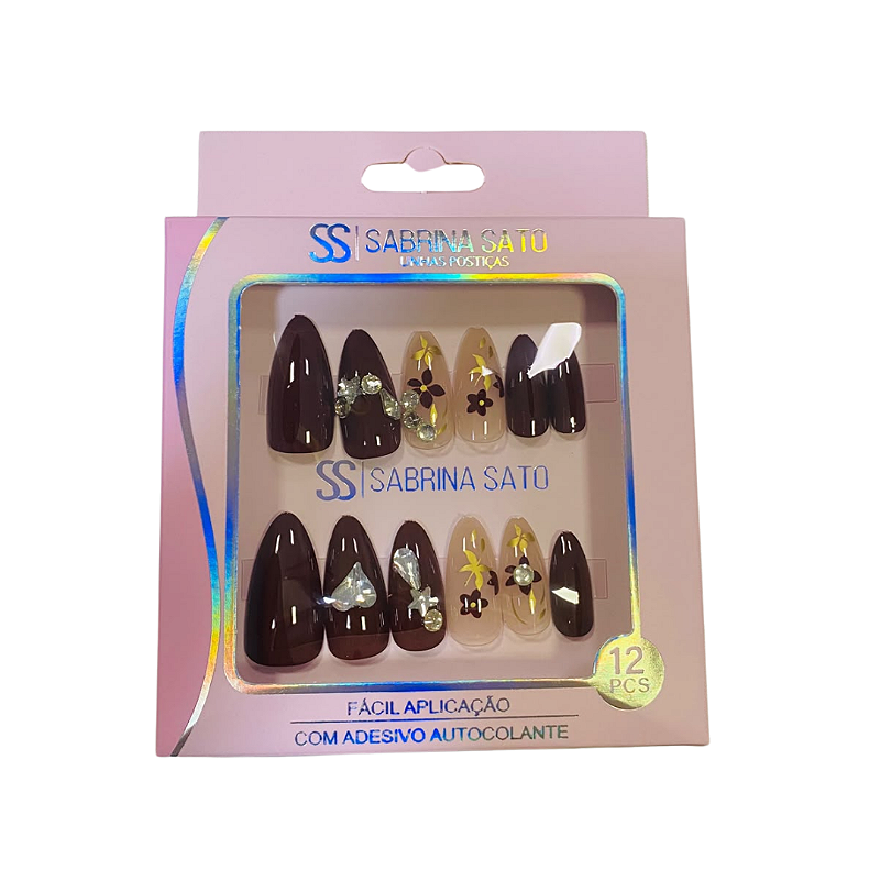 Unhas Postiças Autocolantes Sabrina Sato SP1722 - Pcte c/ 12 unid