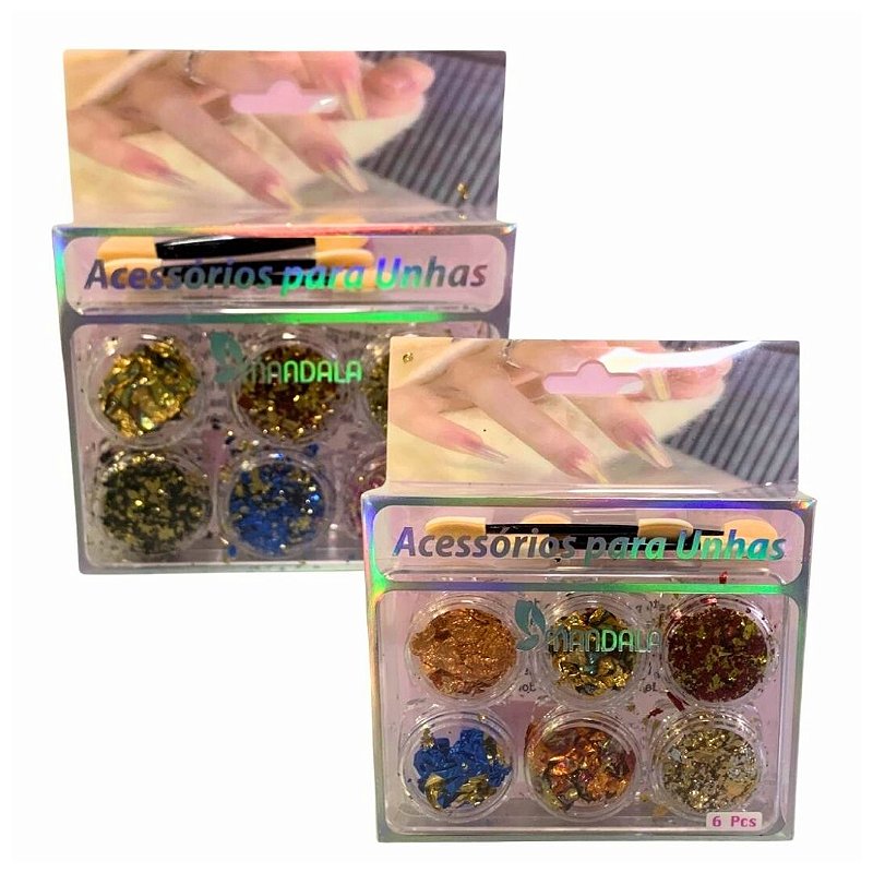 Decoração de Unha Folhas de Ouro Mandala MG023 - Pcte c/ 12 unid