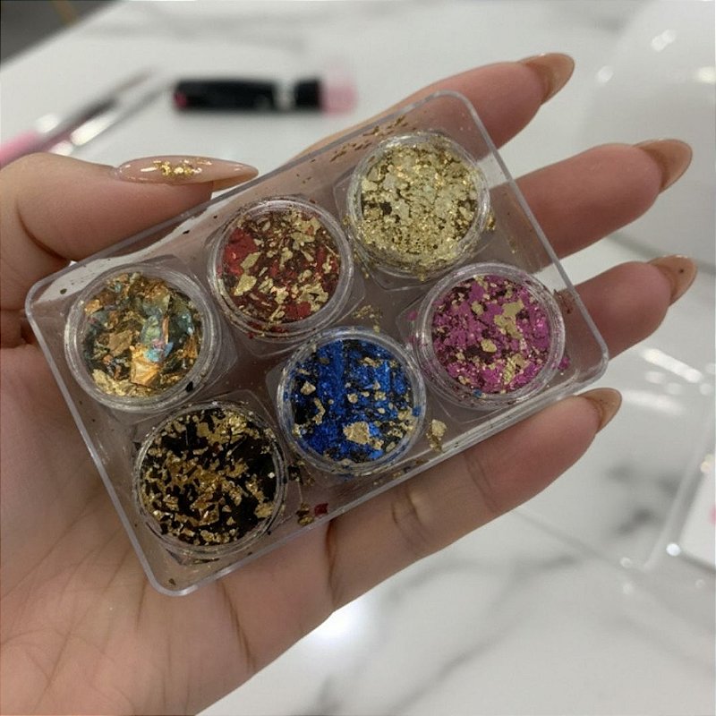 Decoração de Unha Folhas de Ouro Mandala MG023 - Pcte c/ 12 unid