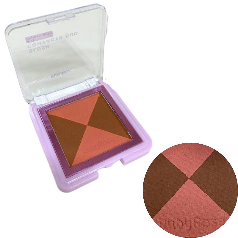 Paleta de Blush Compacto Duo Ruby Rose HB-F585 Cor DB04