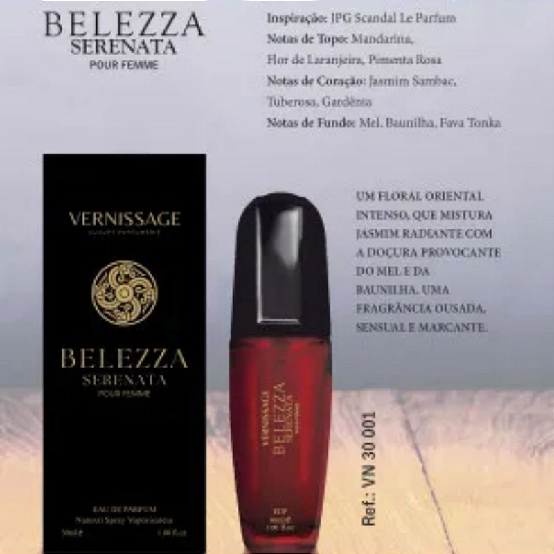PERFUME BELEZZA SERENATA POUR FEMME 30ML VERNISSAGE - KIT C/ 03 UNID