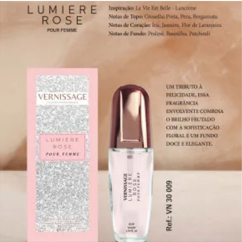 PERFUME LUMIERE ROSE POUR FEMME 30ML VERNISSAGE - KIT C/ 03 UNID