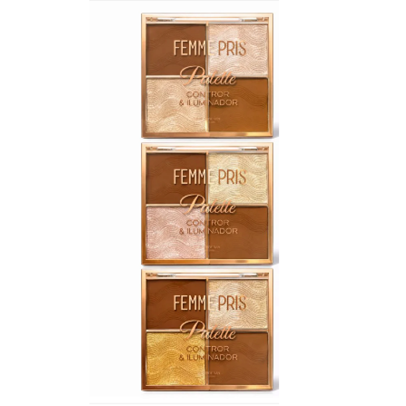 Paleta De Contorno E Iluminador Femme Paris FR615 - Box C/ 24 Unid