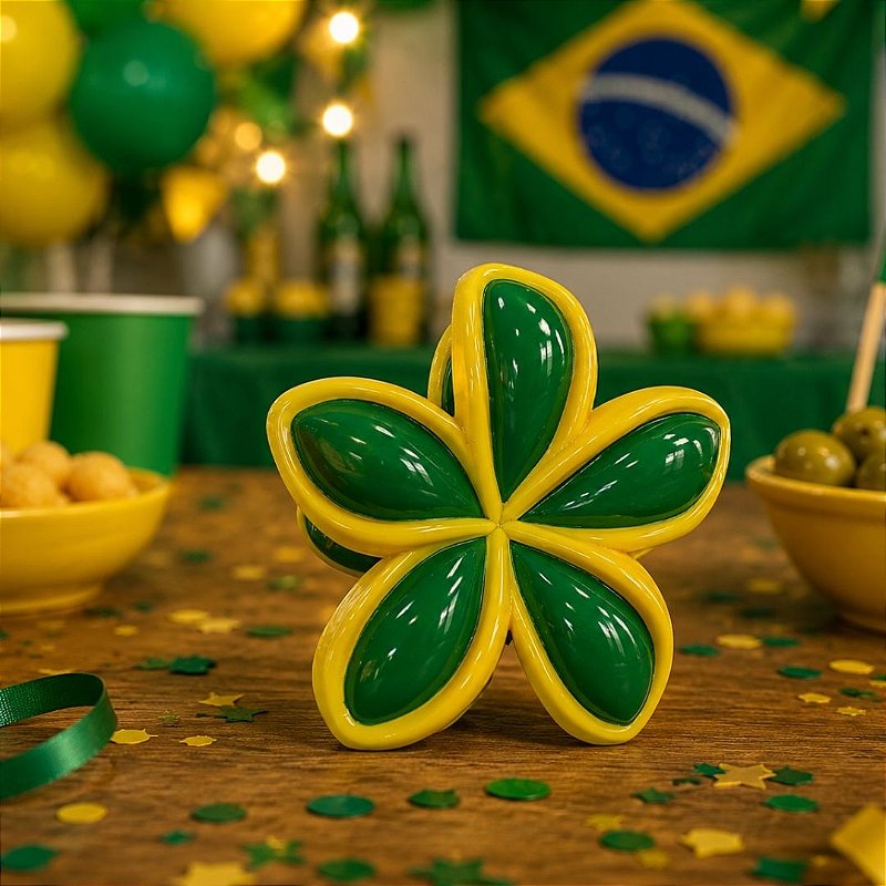 Presilha Para Cabelo Grande Verde e Amarelo Copa