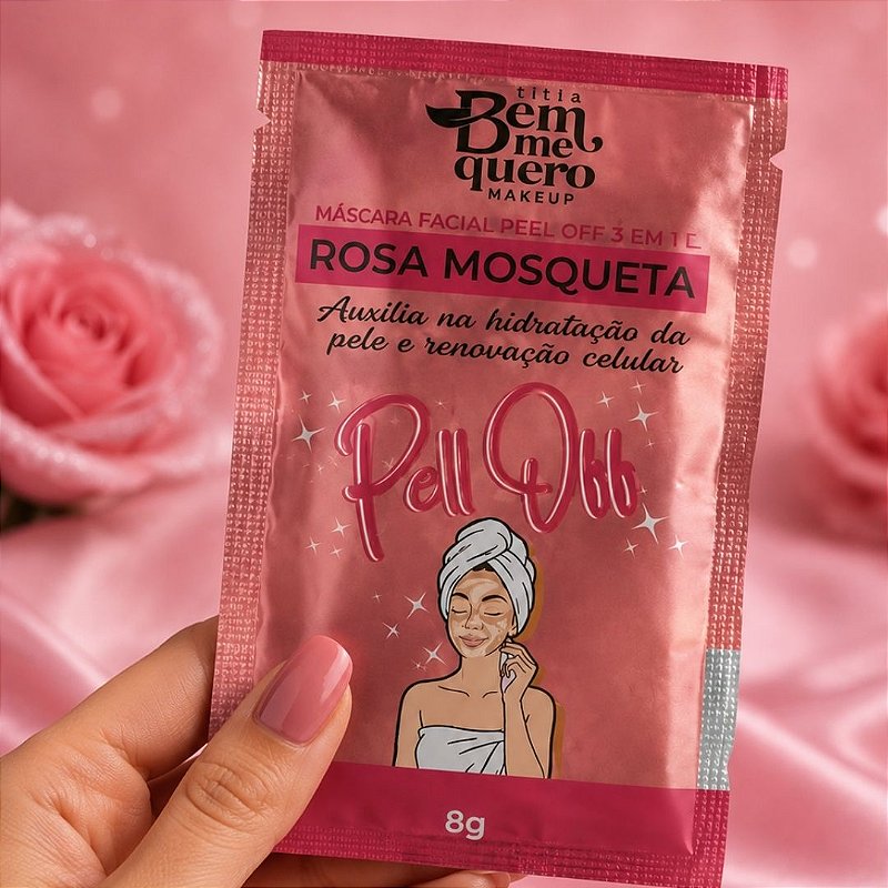 Máscara Facial Sache Peel Off Rosa Mosqueta Bem Me Quero Kit c/ 10 unid