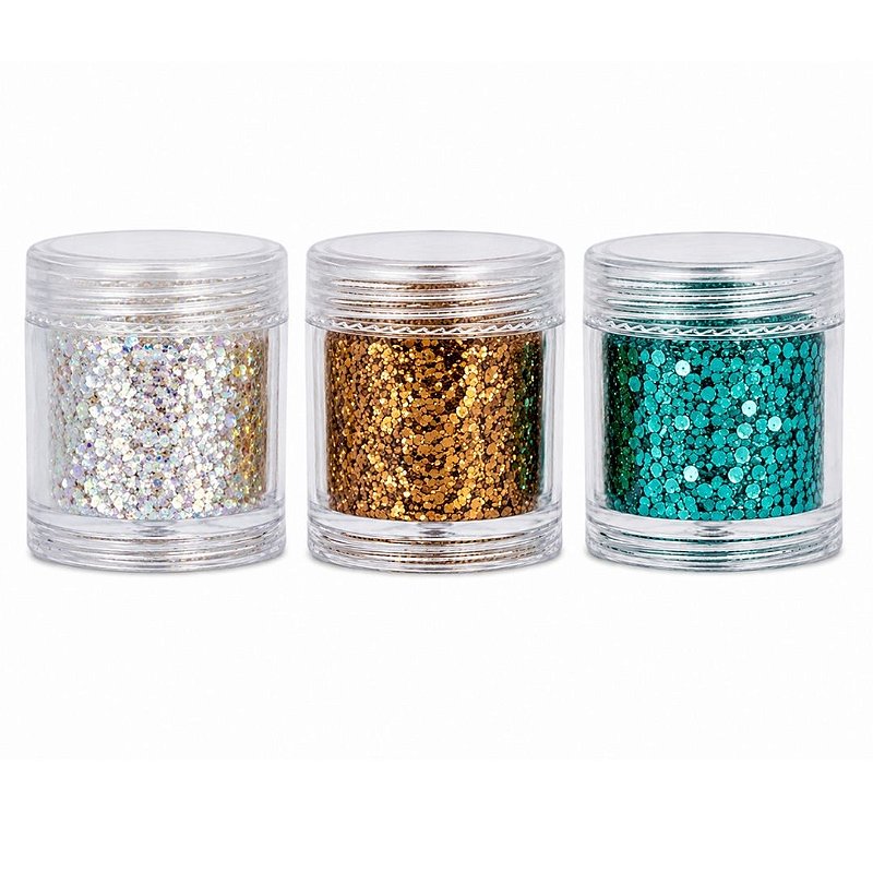 Kit com 03 Glitters para Decoração de Unha