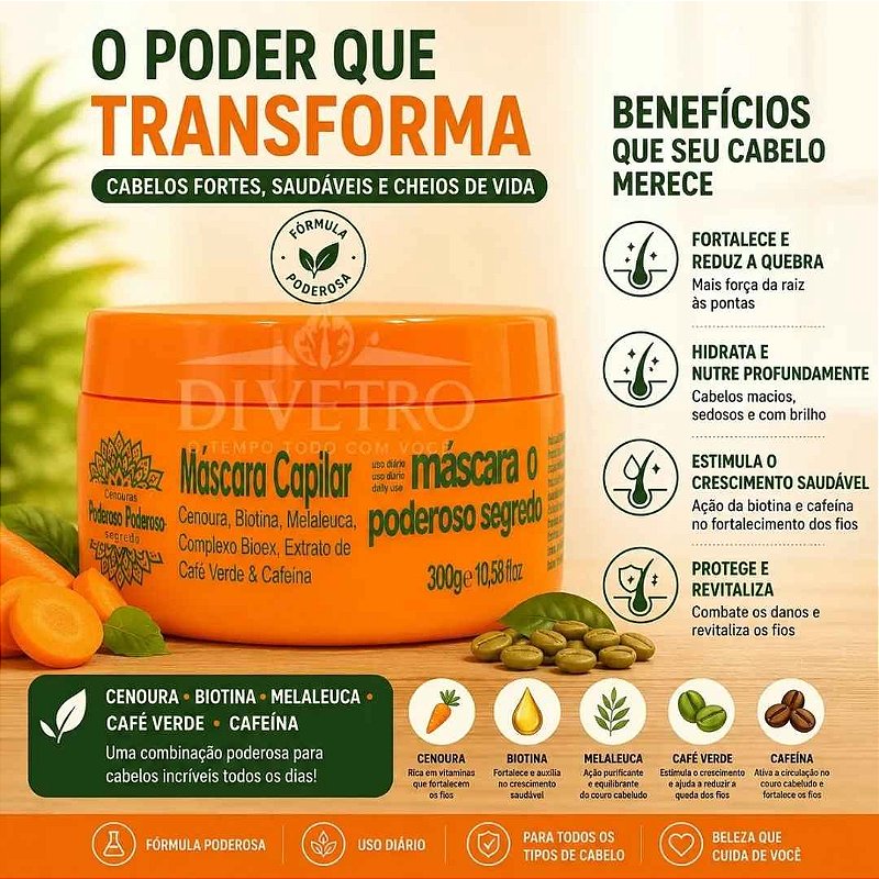 Máscara Capilar Poderoso Segredo Divina Flora 300g
