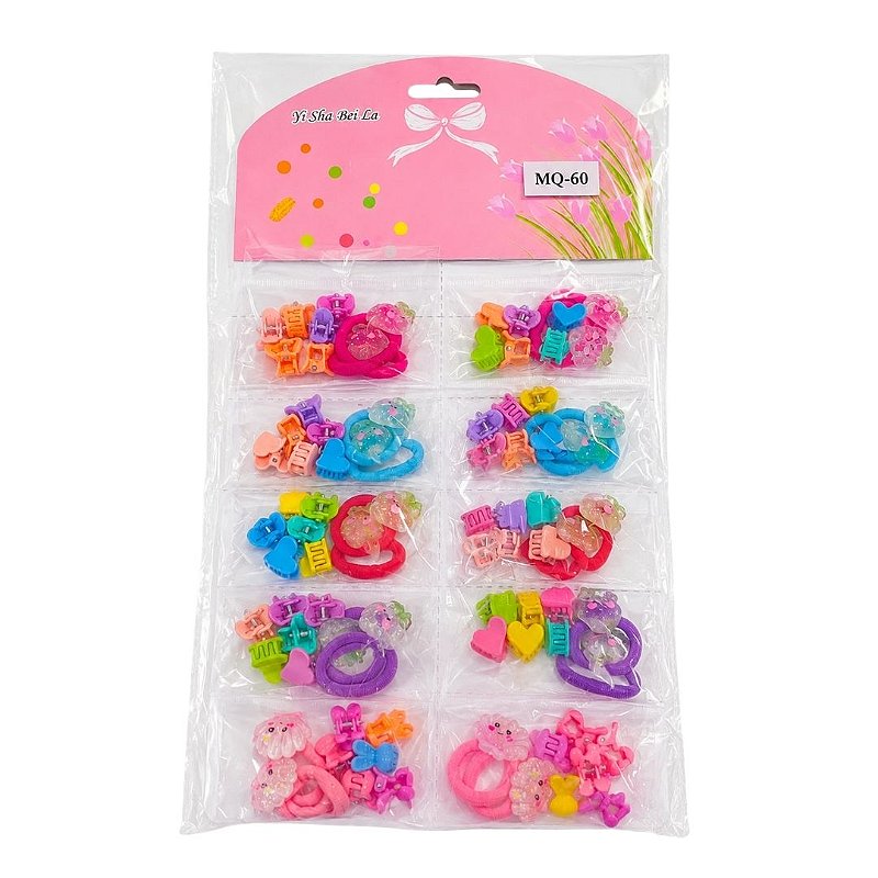 Kit Infantil de Presilhas com Elastico e Mini Piranha MQ60 Pcte c/ 10unid