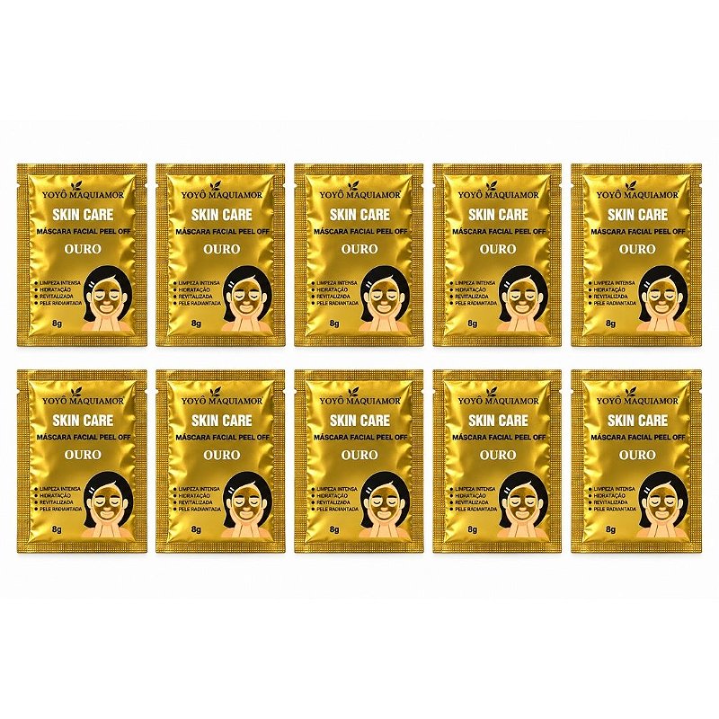 Máscara Facial Sachê Pell Off Ouro Yoyo Maquiamor - Kit C/ 10 Unid