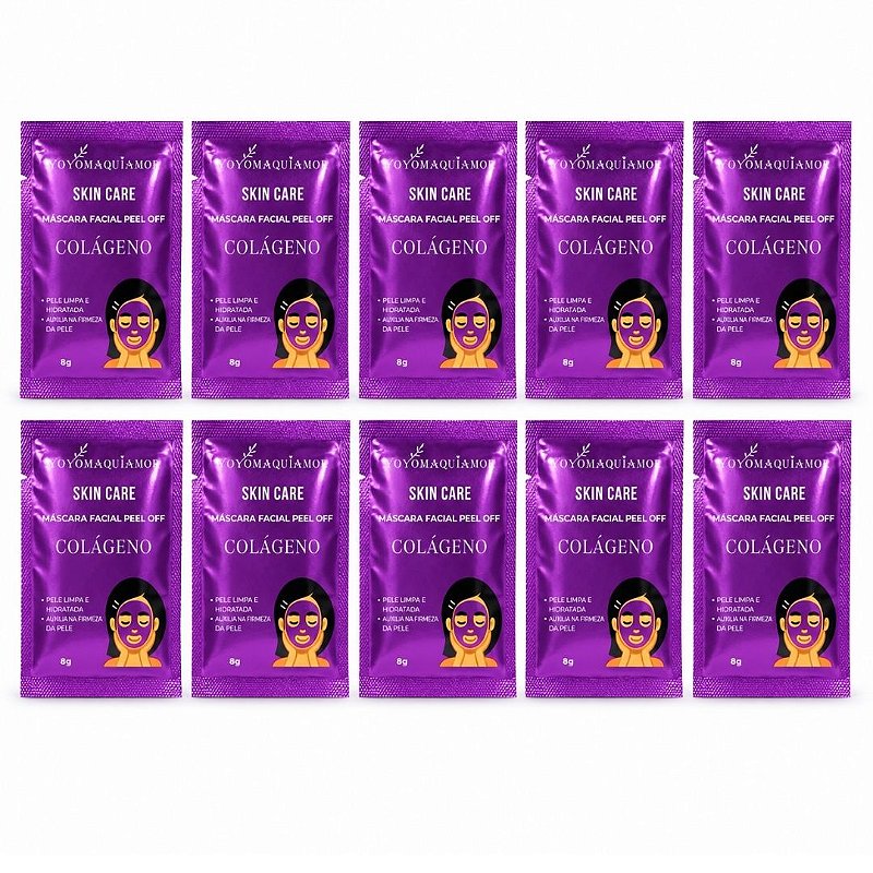 Máscara Facial Sachê Pell OFF Colágeno Yoyo maquiamor - Kit c/ 10 unid