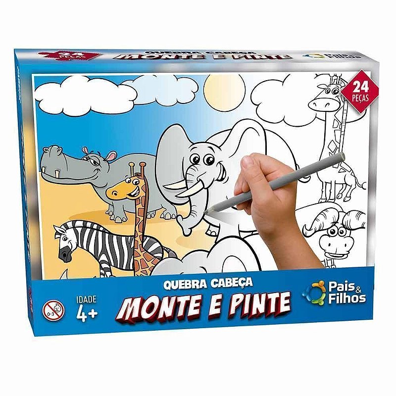 Quebra Cabeça Monte e Pinte - Safari