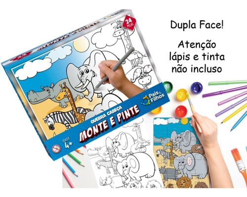 Quebra Cabeça Monte e Pinte - Safari