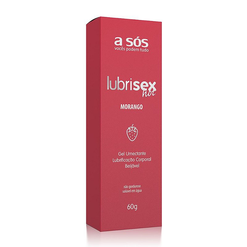 Gel Lubrificante Beijável com Aquecimento Lubrisex Morango Hot - 60g