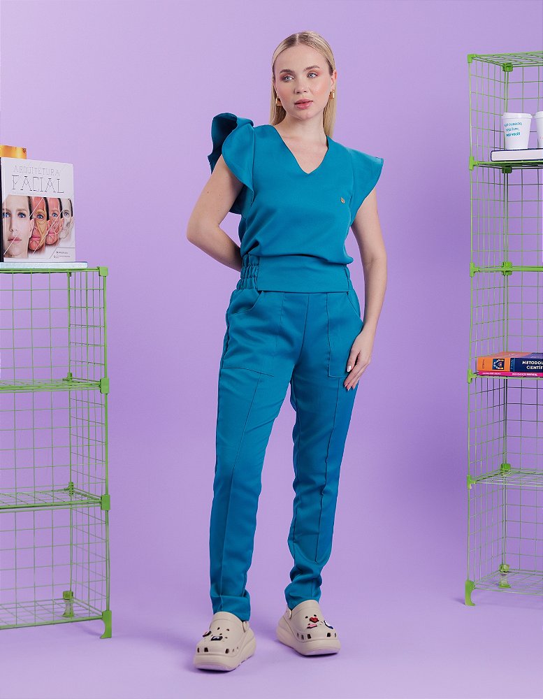 Scrub Feminino Mariah Azul Petróleo — foto 3