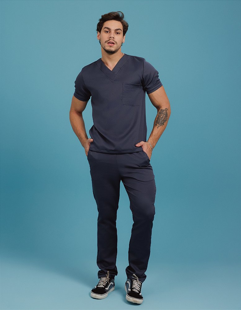 Scrub Masculino Arthur Cinza Chumbo — foto 3