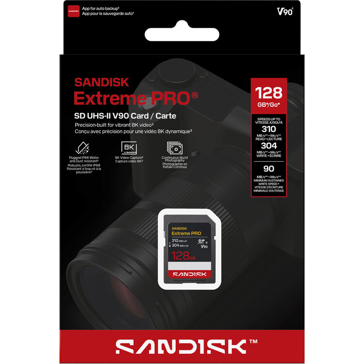 Cartão de Memória SanDisk 128GB Extreme PRO UHS-II SDXC 310 MB/s V90