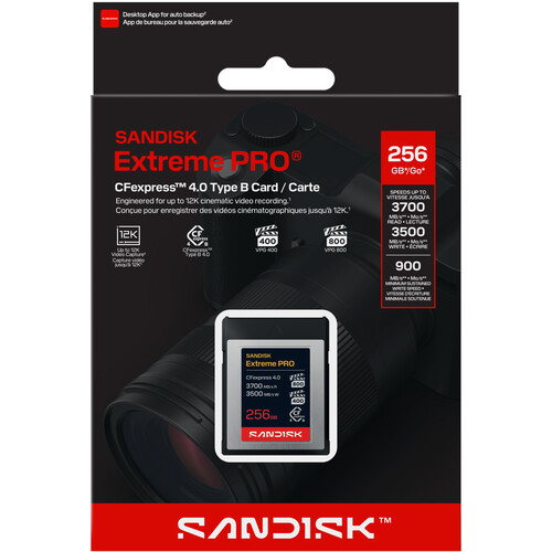 Cartão de Memória SanDisk 256GB Extreme PRO CFexpress 4.0 Type B