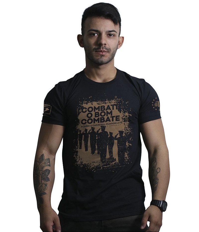 Camiseta Masculina Honor Combati o Bom Combate Acabei a Carreira Guardei a Fé Team Six Brasil
