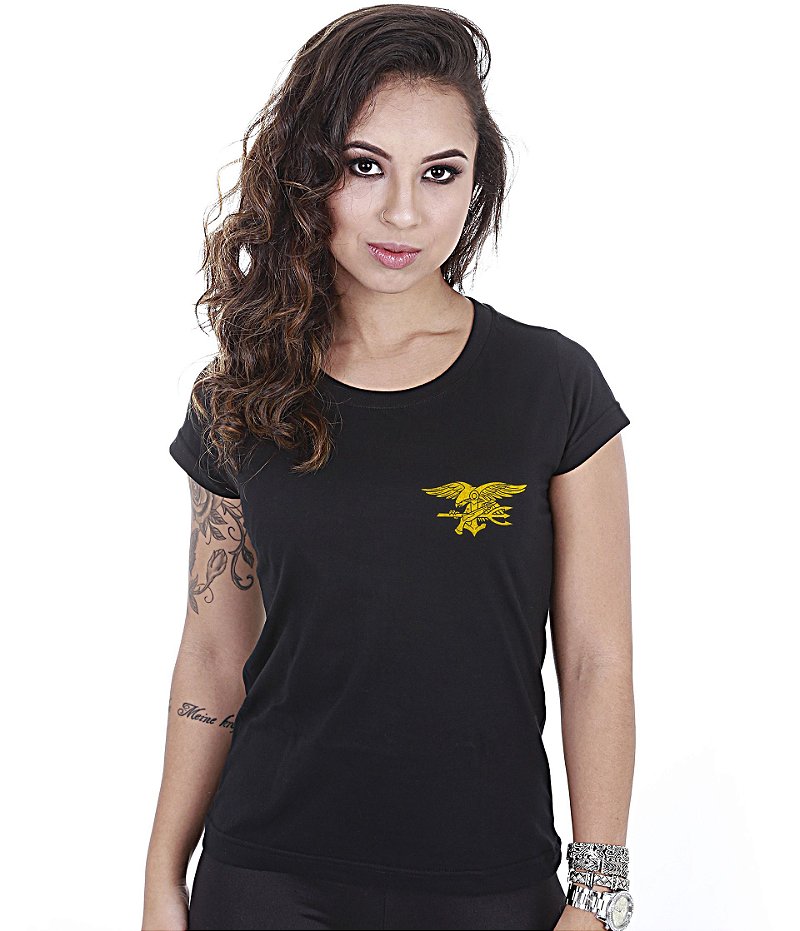 Camiseta Baby Look Feminina US Navy Seals Team Six Brasil