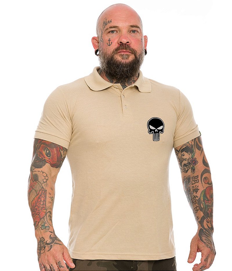 Camiseta Gola Polo Masculina Punisher Team Six Brasil