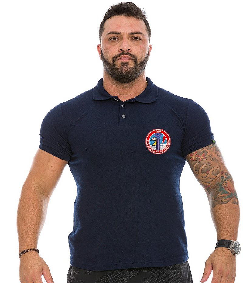 Camiseta Gola Polo Masculina FAB Esquadrilha da Fumaça Team Six Brasil