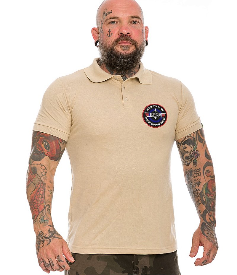 Camiseta Gola Polo Masculina Top Gun Fight Wepons Schools Team Six Brasil