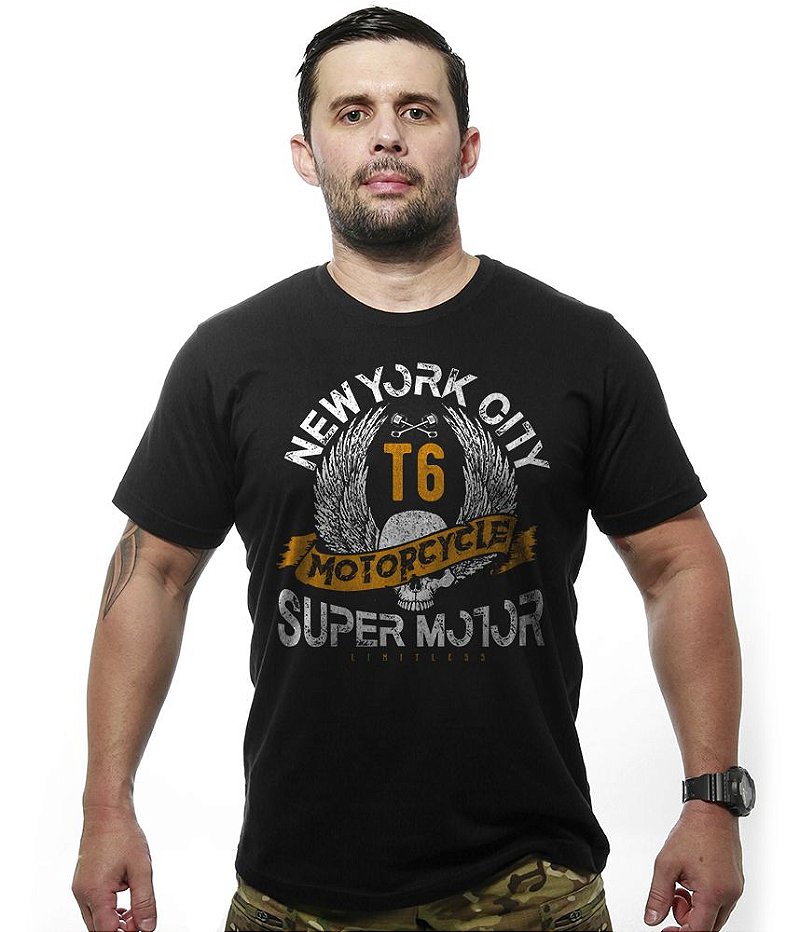 Camiseta Masculina Motorcycle T6 Old School Super Motor Tático Militar TeamSix Brasil