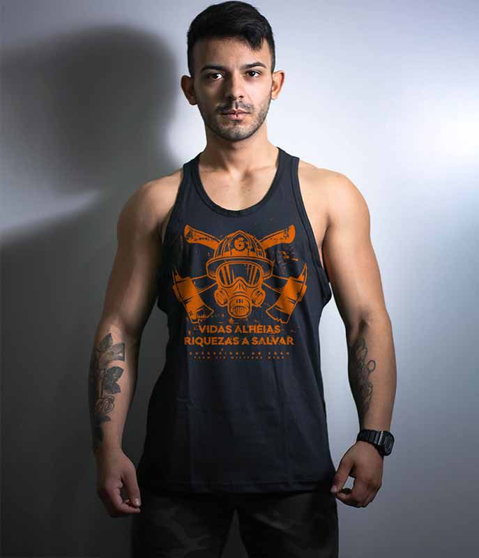 Camiseta Regata Bombeiros Vidas Alheias Riquezas a Salvar Masculina Team Six Brasil