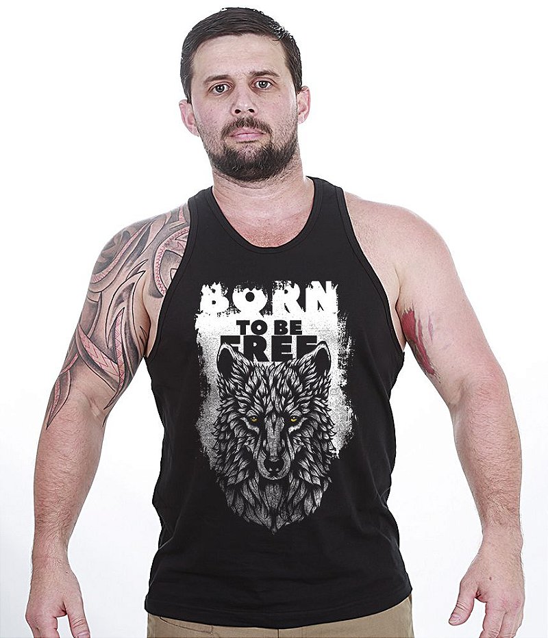 Camiseta Regata Outdoor Wolf Born To Be Free Masculina Team Six Brasil