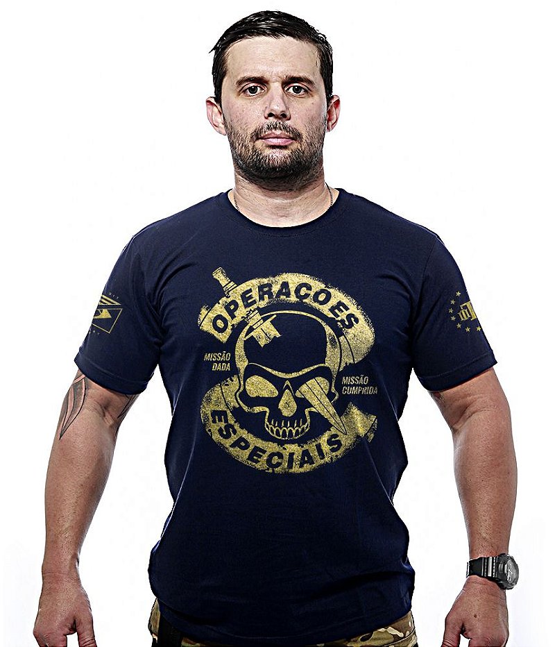 Camiseta Masculina Operações Especiais Gold Line Team Six Brasil