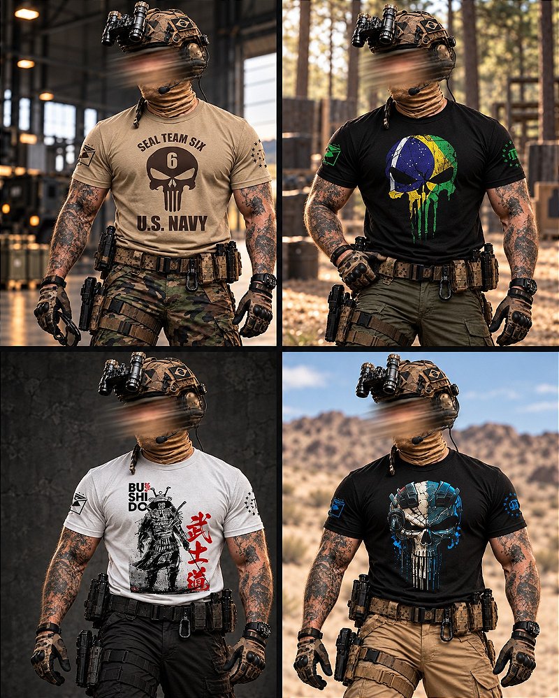 Kit 4 Camisetas Masculinas Ronin Team Six Brasil