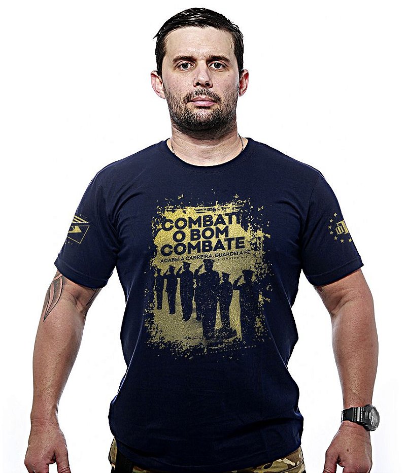 Camiseta Masculina Honor Combati o Bom Combate Gold Line Team Six Brasil