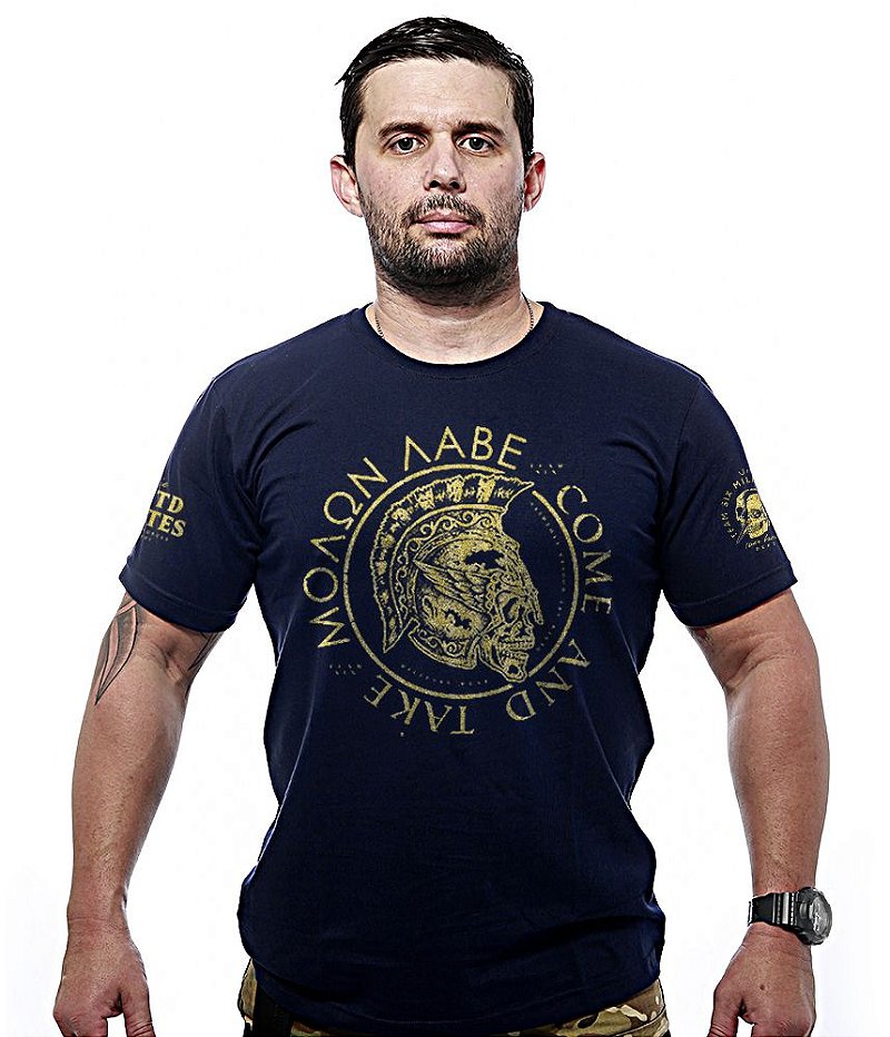 Camiseta Masculina Molon Labe Come and Take Gold Line Team Six Brasil