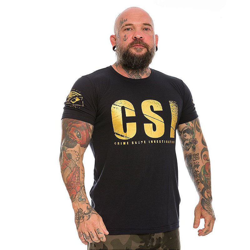 Camiseta Masculina CSI Crime Scene Investigation Gold Line Team Six Brasil