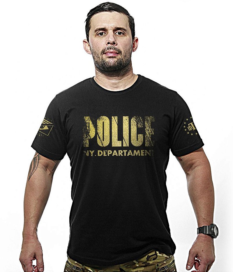 Kit 3 Camisetas Masculinas Pretas em Algodão NYPD Team Six Brasil