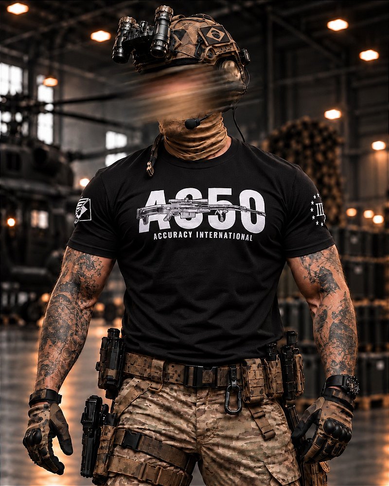 Camiseta Masculina Fuzil AS50 Accuracy International Secret Box Team Six Brasil