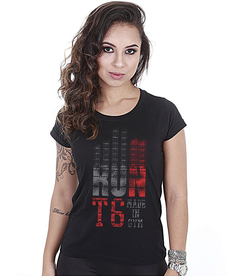 Camiseta Academia Baby Look Feminina Run Team Six Brasil