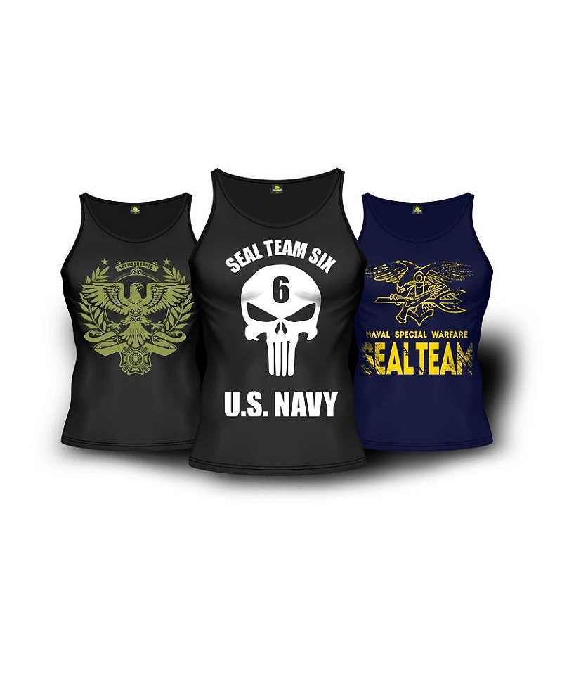 Kit 3 Camisetas Regata Combat Masculina Team Six Brasil