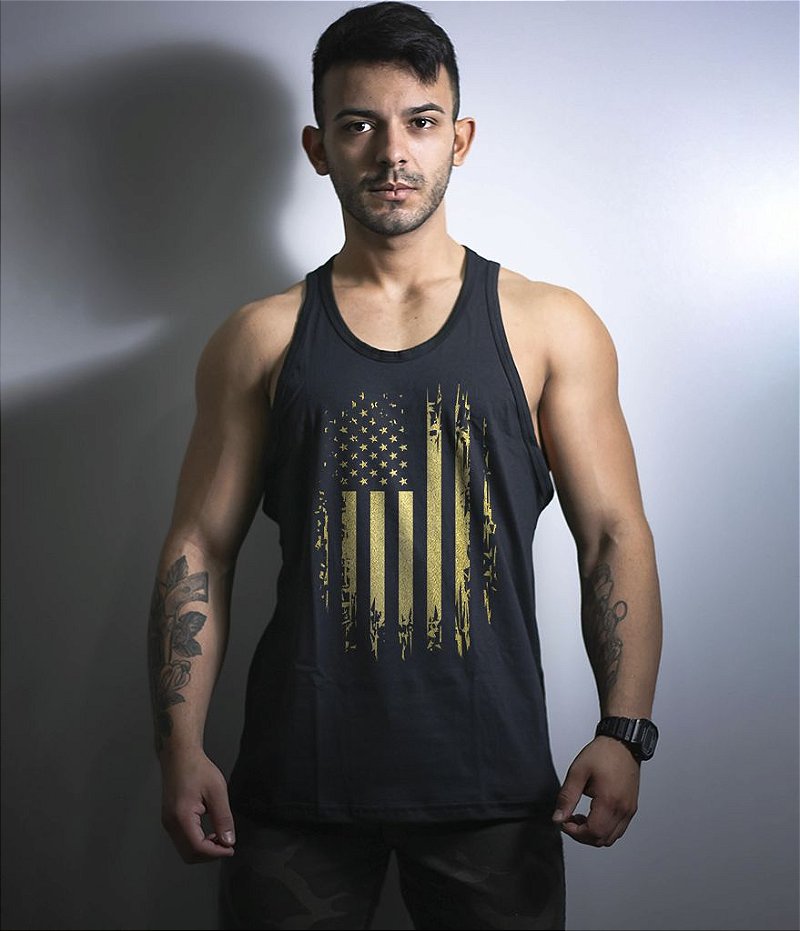 Camiseta Regata EUA Defense Gold Line Masculina Team Six Brasil