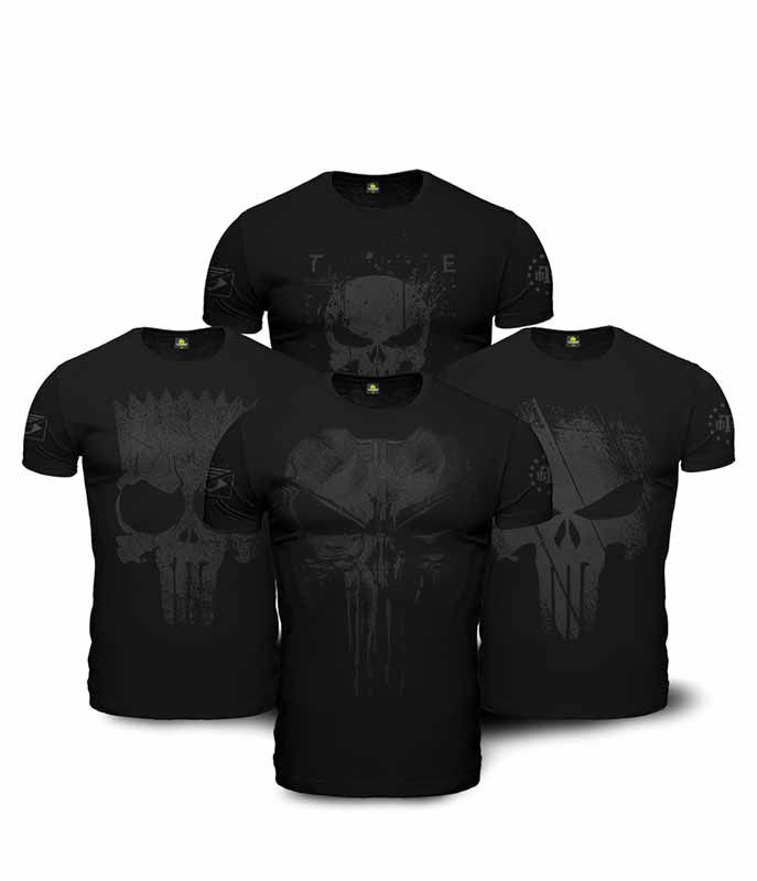 Kit 4 Camisetas Masculinas Militares Dark Line Justiceiro à Paisana Team Six